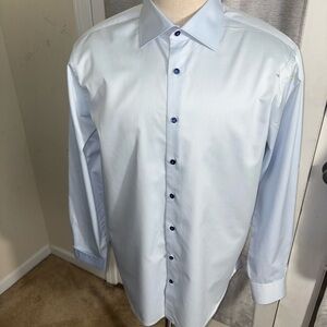 men's stenstroms fitted body two fold light blue L/sleeve dress shirt(125)